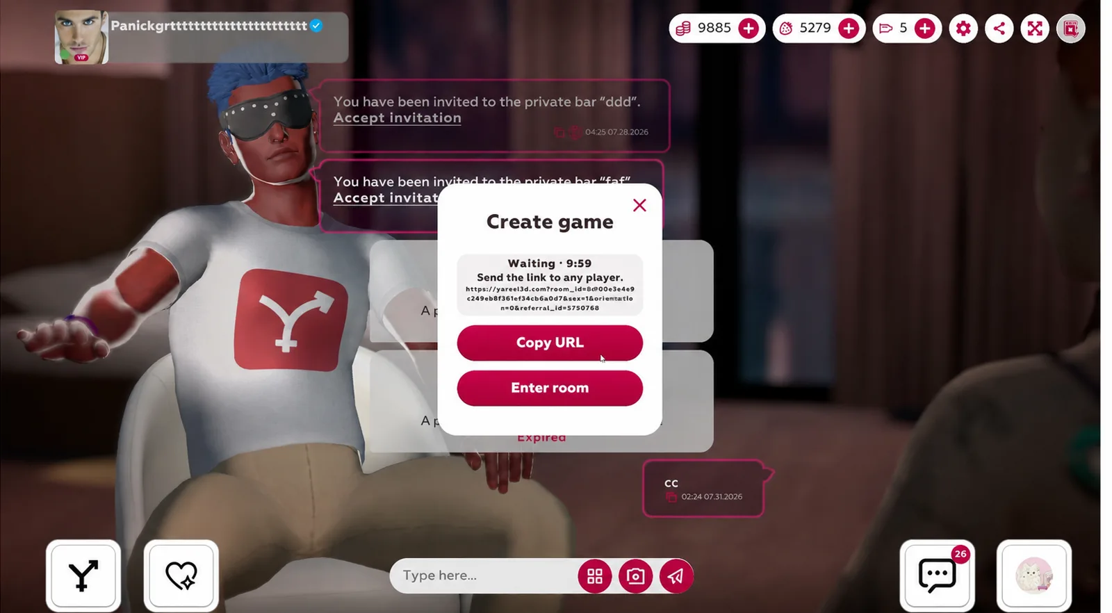 Create a private game with another player
